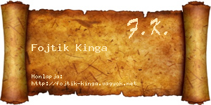 Fojtik Kinga névjegykártya